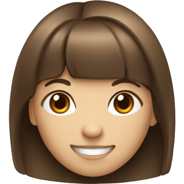 smiling girl with brown hair and bangs emoji