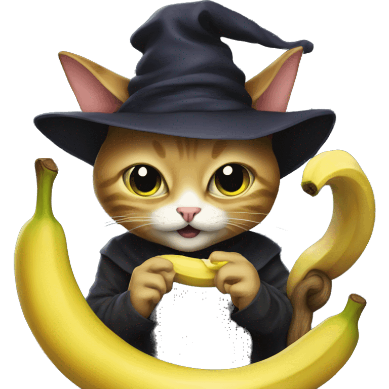 an evil witch cat eating a banana  emoji