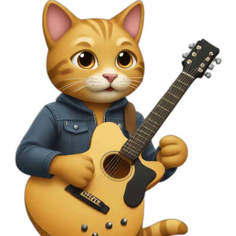 Cat play a guitare emoji