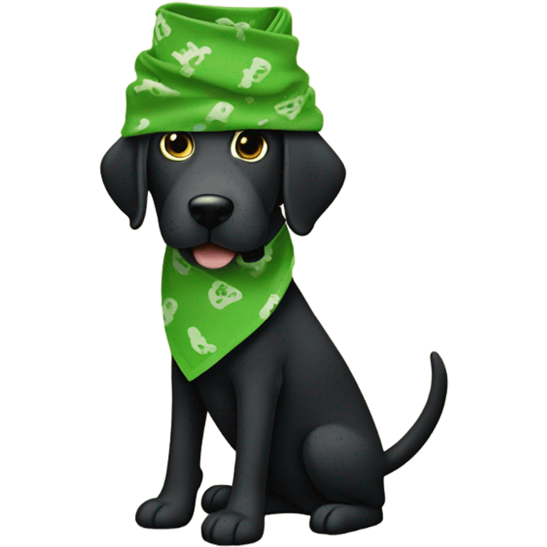 Black lab wearing green bandanna, scooting butt on carpet farting ￼ emoji