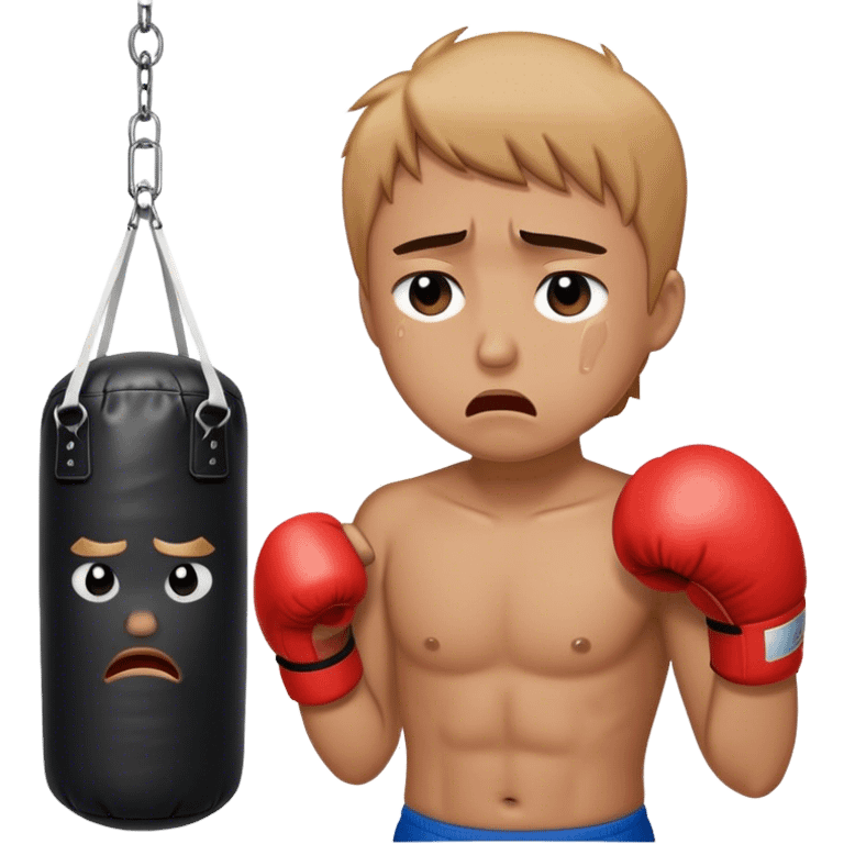 Sad Crying punching bag emoji