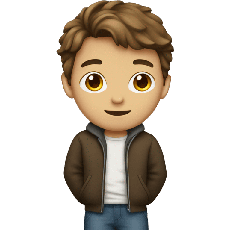 boy standing with brown hair  emoji