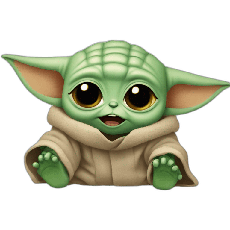 baby yoda crying of laughter emoji