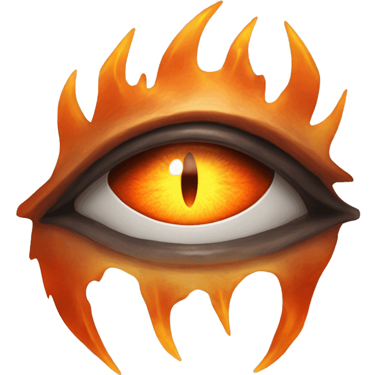 Eye of Sauron, glowing orange iris, surrounded by flames. emoji