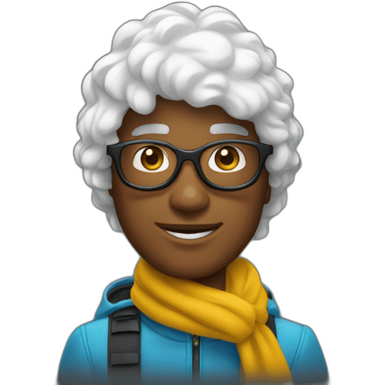 Un garçon blanc ,à das lunettes de ski, il a les cheveux noirs emoji