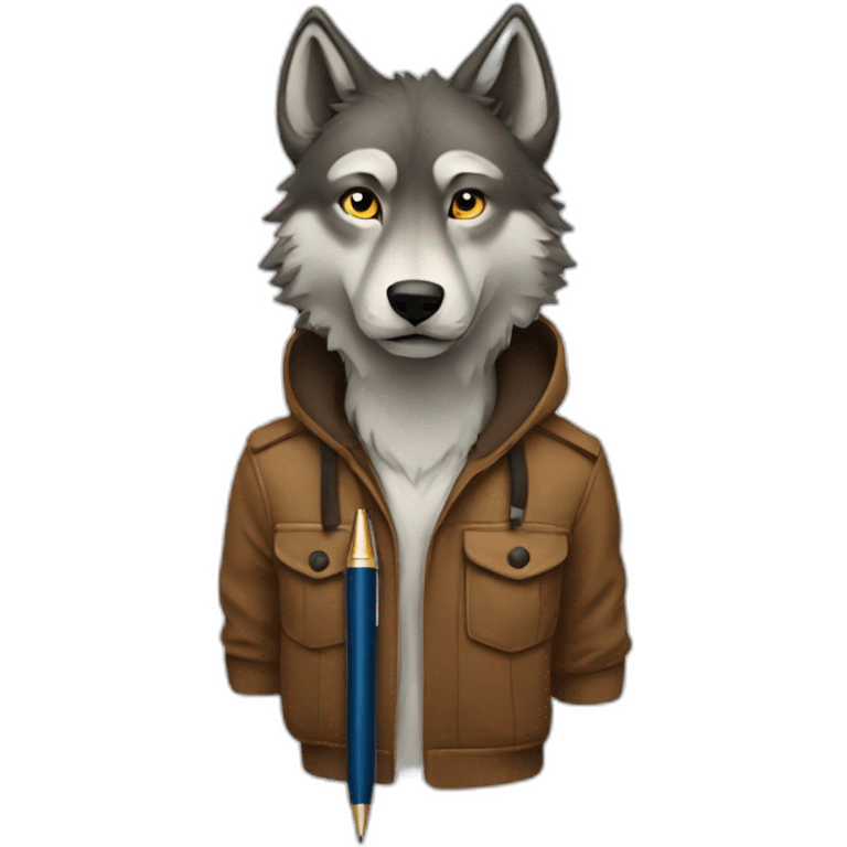 wolf with pen emoji