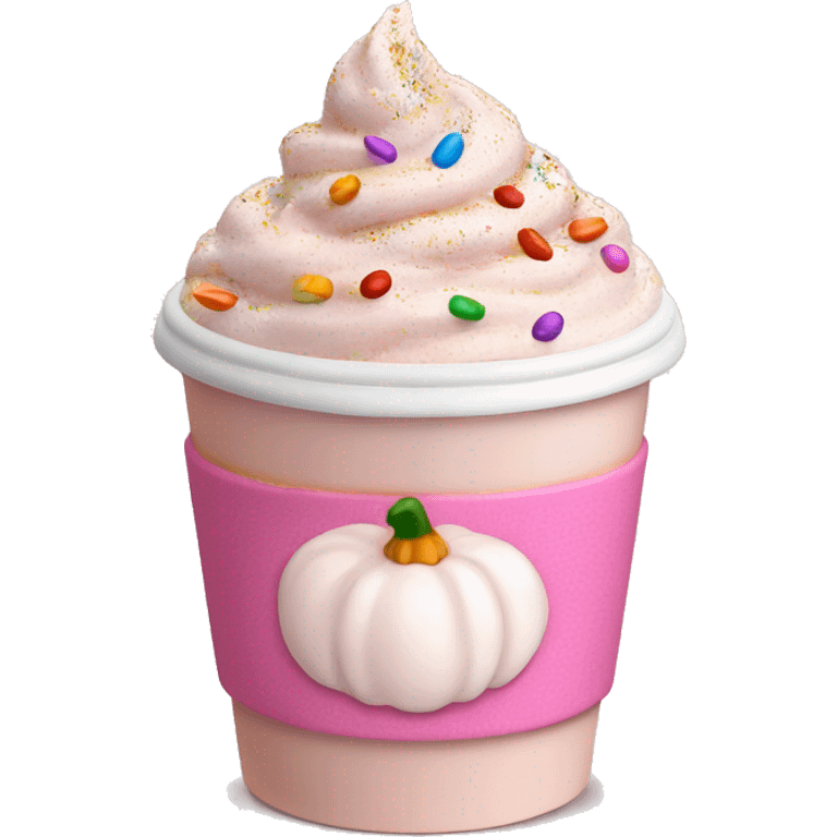 Light pink pumpkin latte with Multicolored Sprinkling emoji