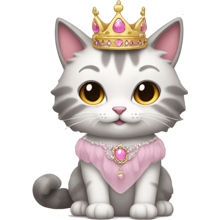 fluffy cat in a princess dress and a pink tiara emoji