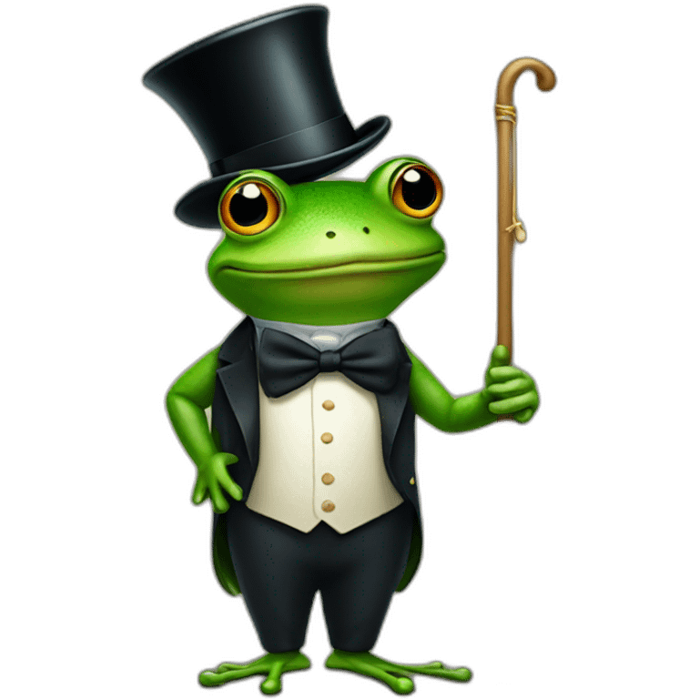 Frog in a top hat with cane emoji