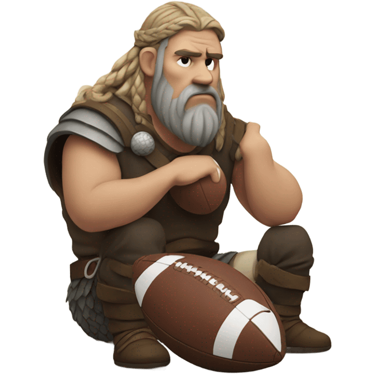 Sad Viking with a football emoji