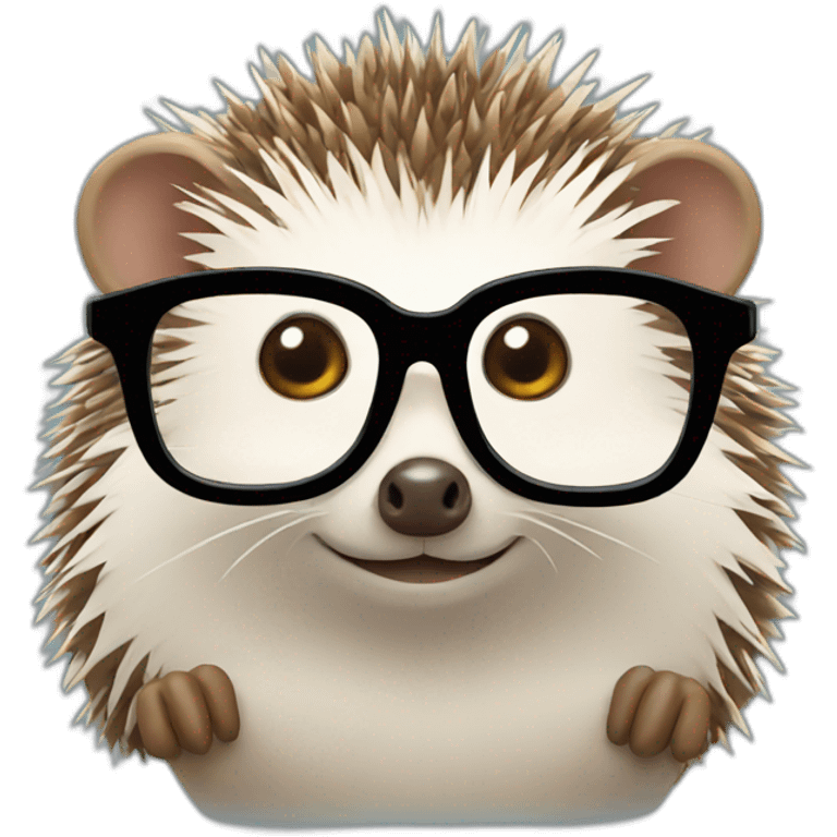 Hedgehog with glasses emoji