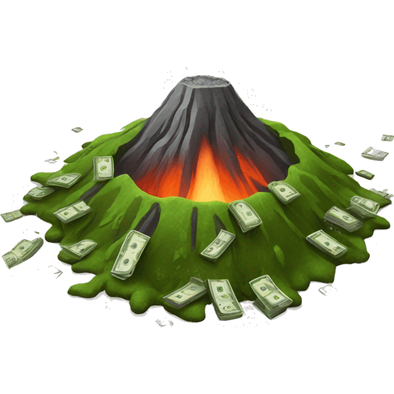 Volcano + money emoji