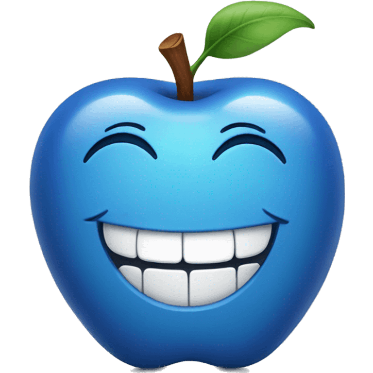 blue apple smiling emoji