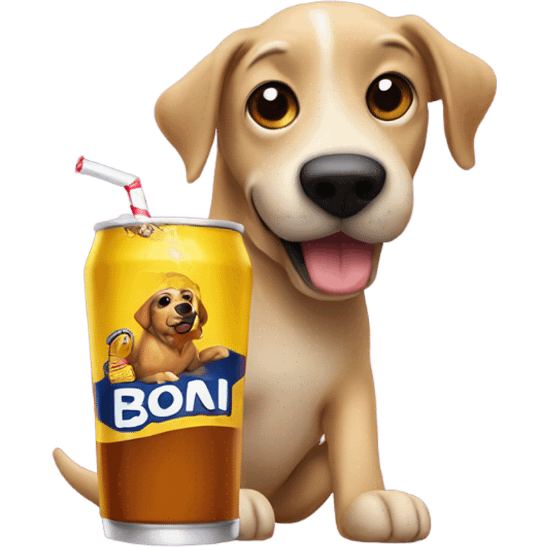 Dog drinking a twisted tea  emoji