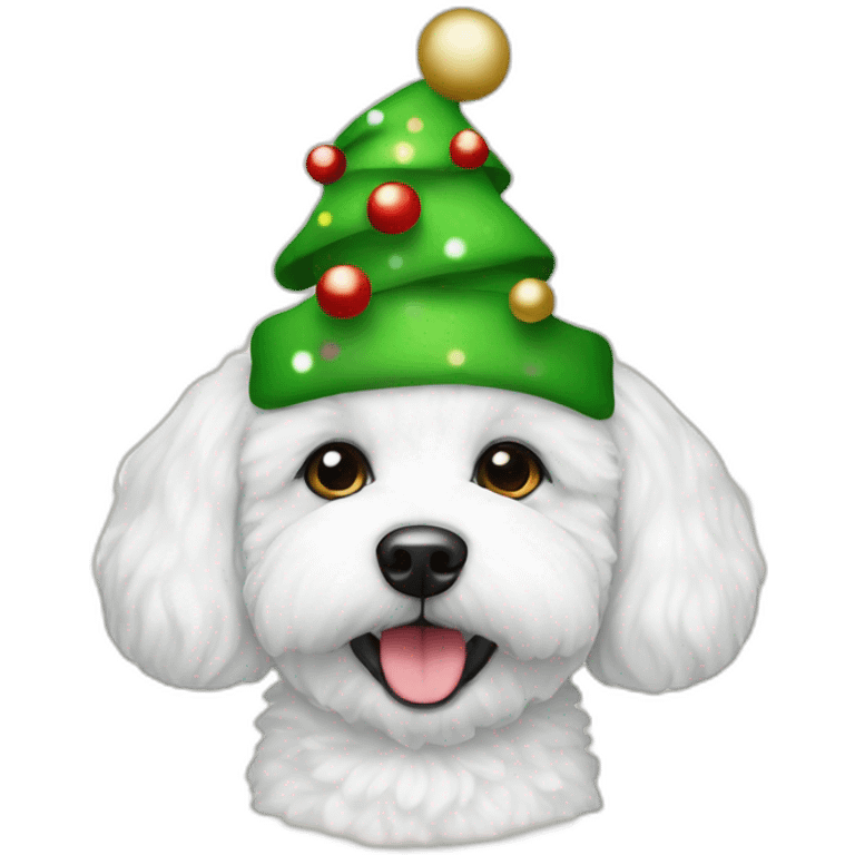 bichon dog-christmas hat emoji