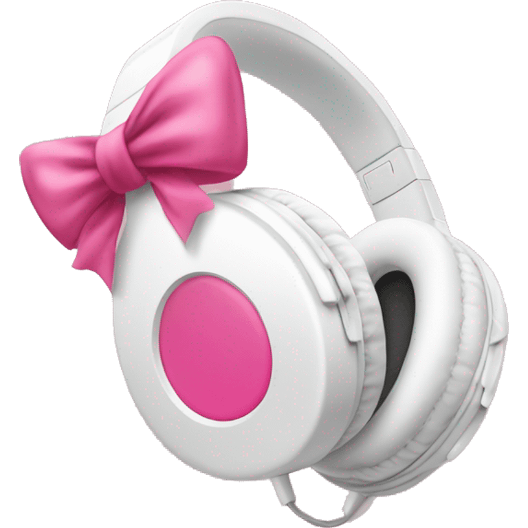 white headphones with pink coquette bow emoji