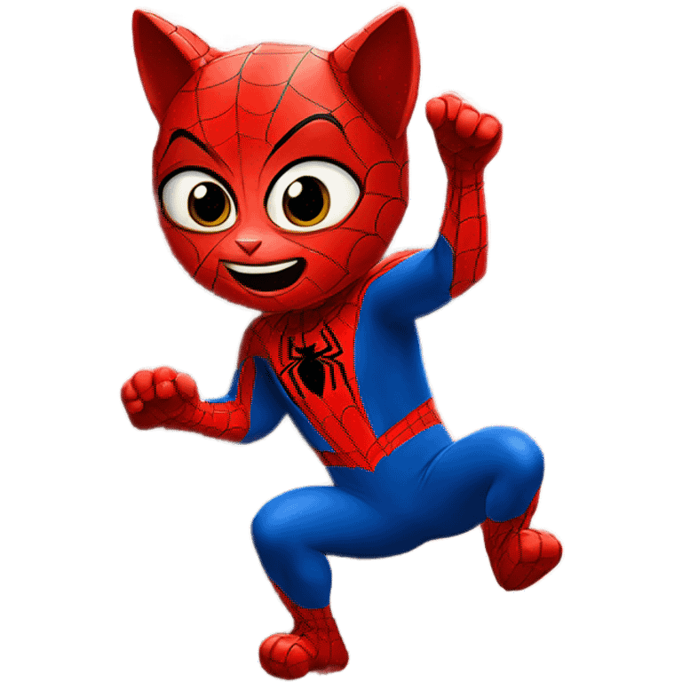 Cat in a Spider-Man suit climbing up a wall emoji