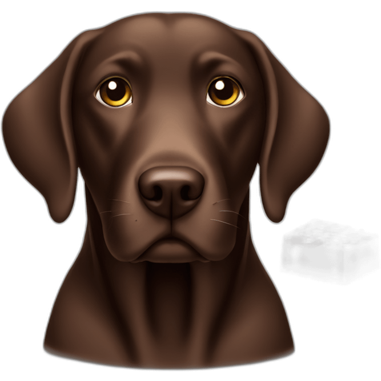 Chocolate labrador working on a computer emoji