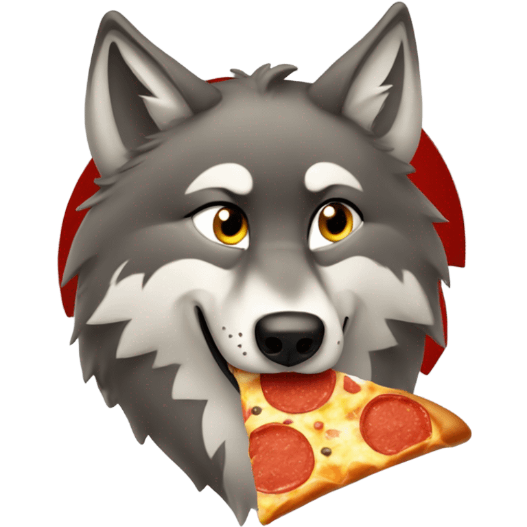 Wolf eating pizza  emoji