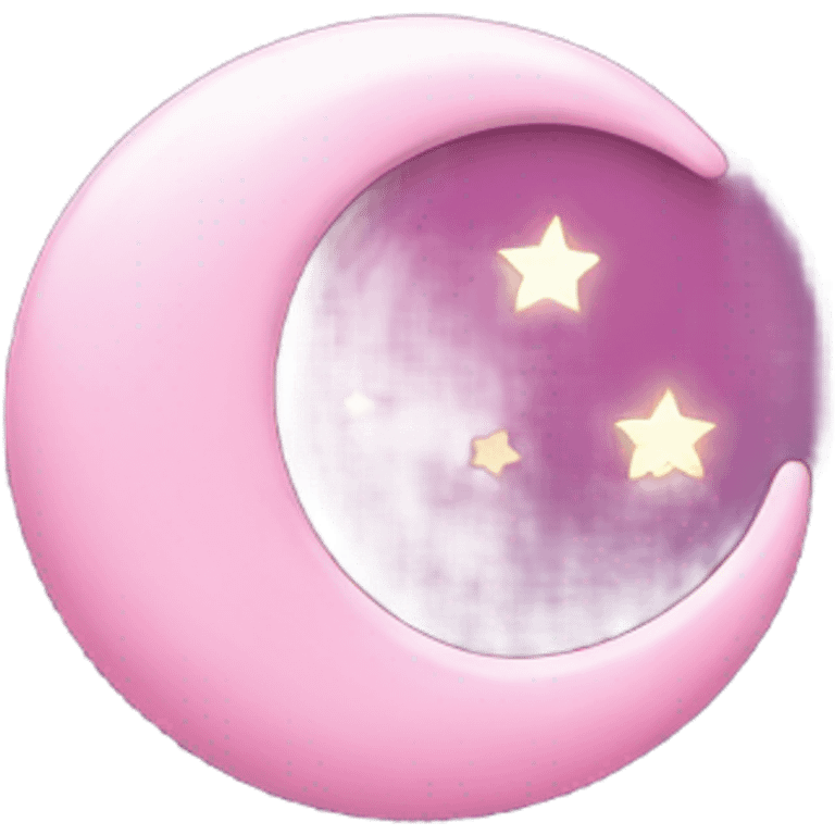 Pink crescent moon with lights  emoji