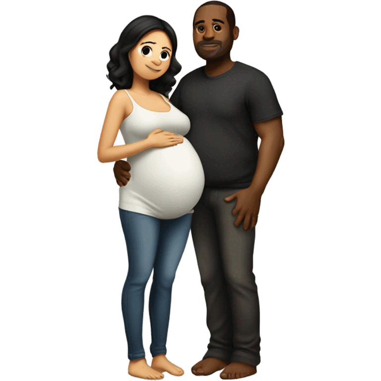 latin pregnant wife with black husband her belly full body emoji