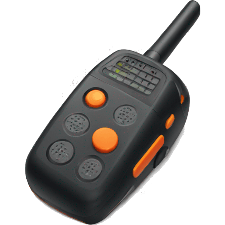 black walkie talkie with red-orange button on side emoji