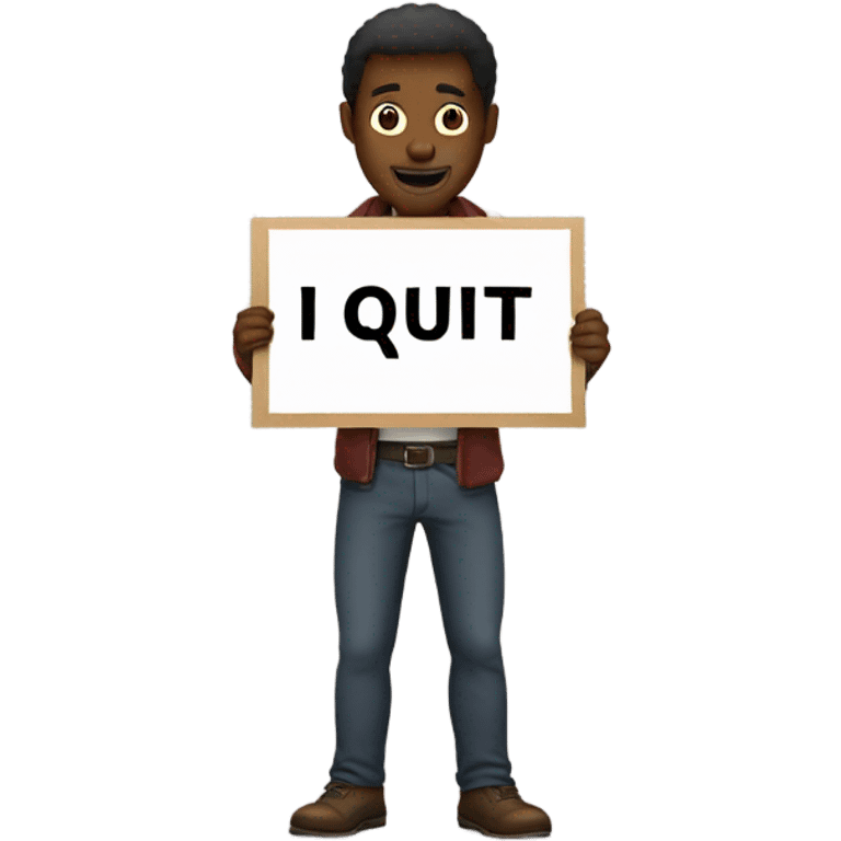 Man holding I quit sign emoji