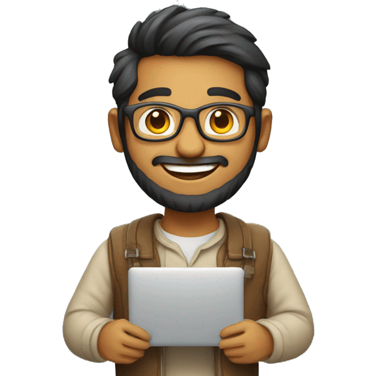 happy indian developer with a macbook emoji