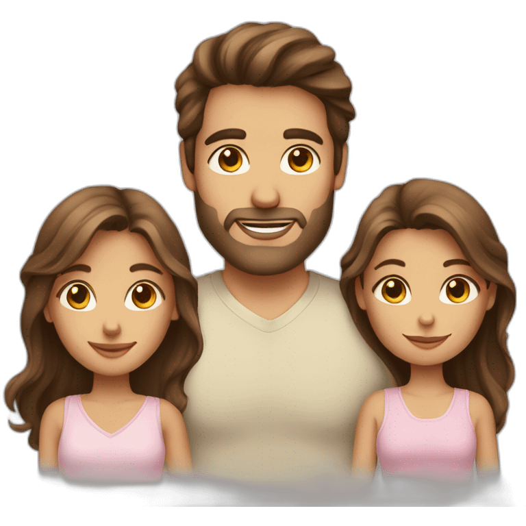 Brown hair man, long Brown hair woman, baby girl emoji