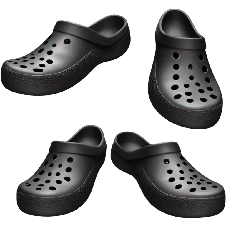 Realistic black pair of crocs shoes isolated.  emoji