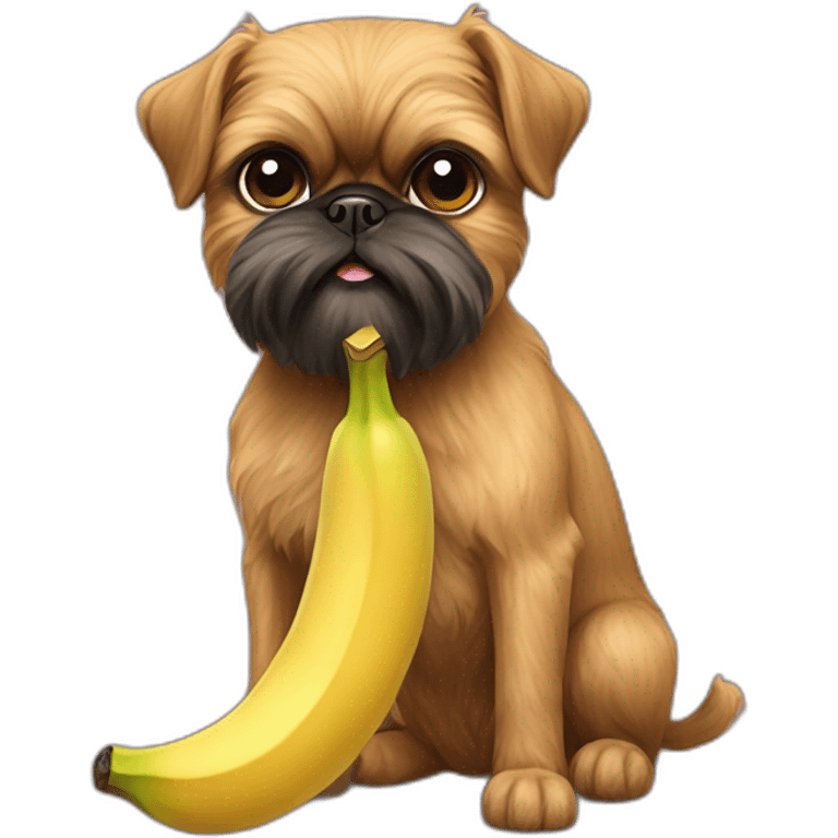 Brussels Griffon eating a banana emoji