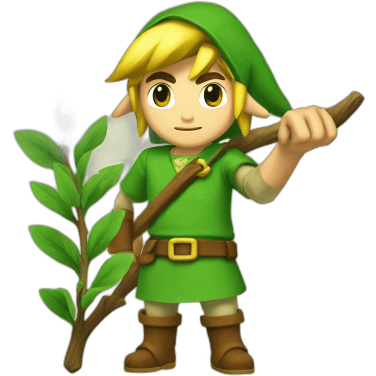 Link holding a branch (Zelda, Nintendo) emoji