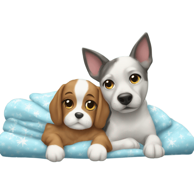 Dog and cat snuggling wearing Christmas pyjamas  emoji