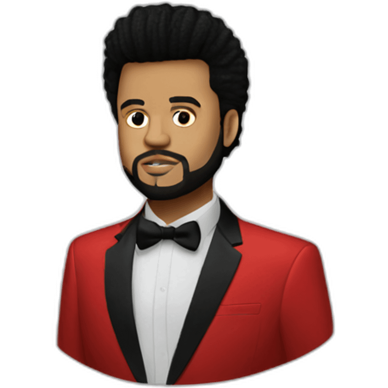 The Weeknd (after hours red tuxedo) (Portrait, front facing, Apple iOS 17 style) emoji