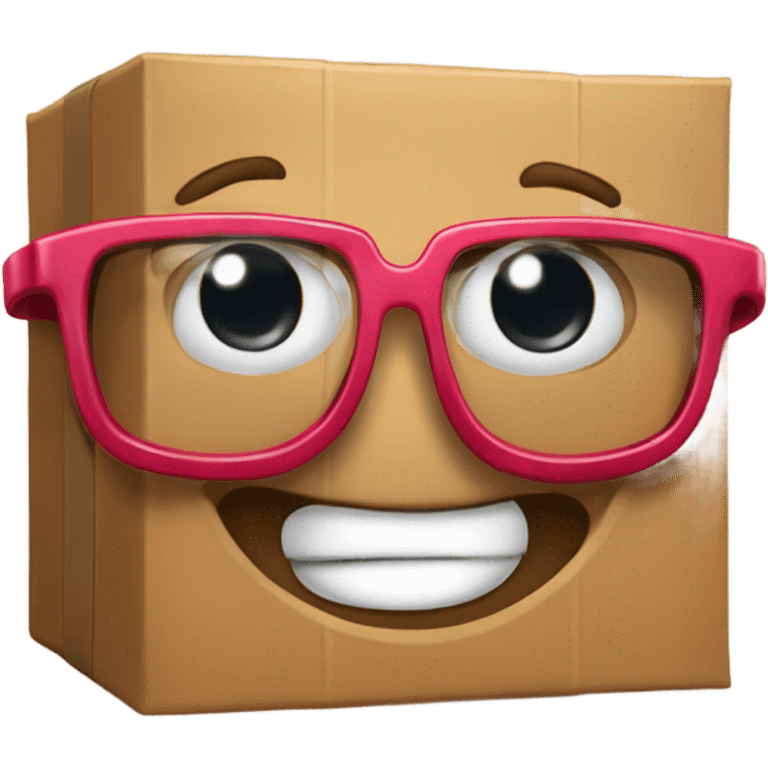 caja inteligente con lentes encima de un corazon gigante emoji