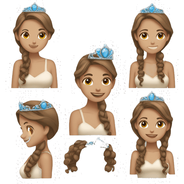  tan Girl with brown hair and blue eyes tiara emoji emoji