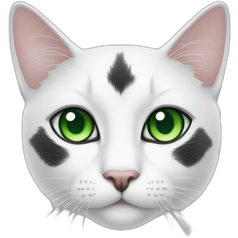 Black white cat with green eyes  emoji