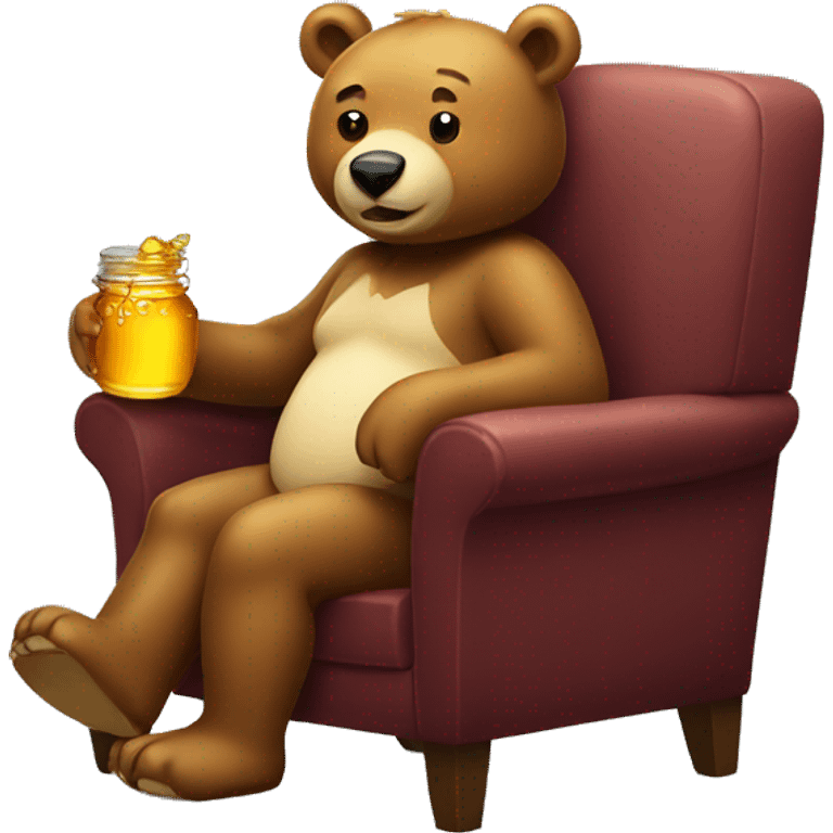 A bear in a chair eating honey emoji