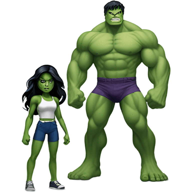 Mini cute Hulk with she hulk emoji