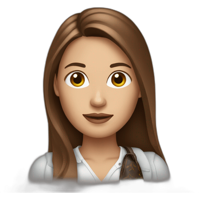 Withe woman with long brown Hair and Vuitton bag emoji