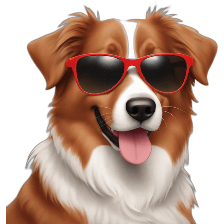 red australian shepherd with sunglasses emoji