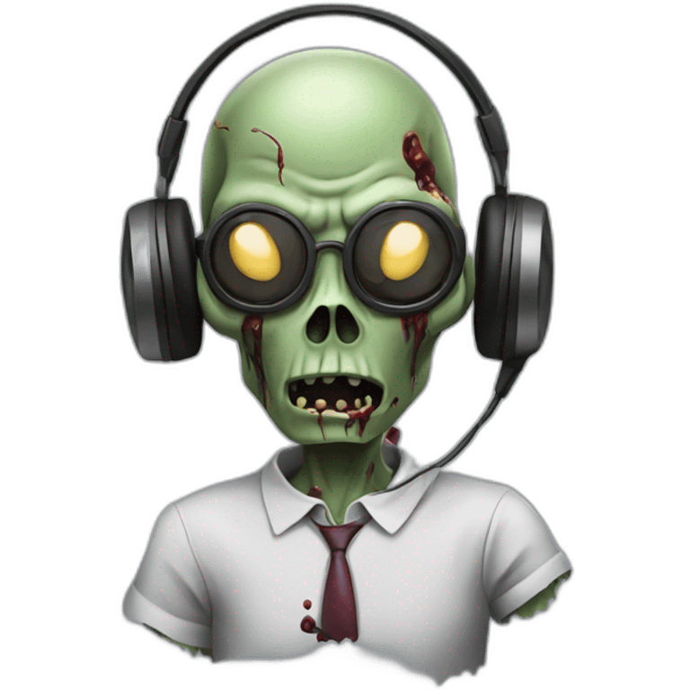 Zombie listening music in headphones  emoji