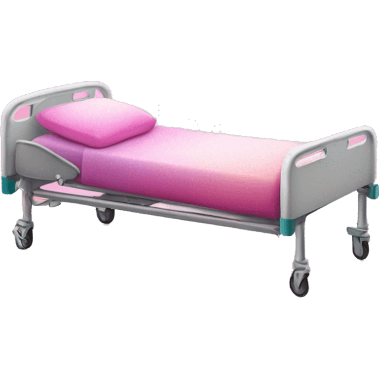 Pink ombre hospital bed with glitter emoji