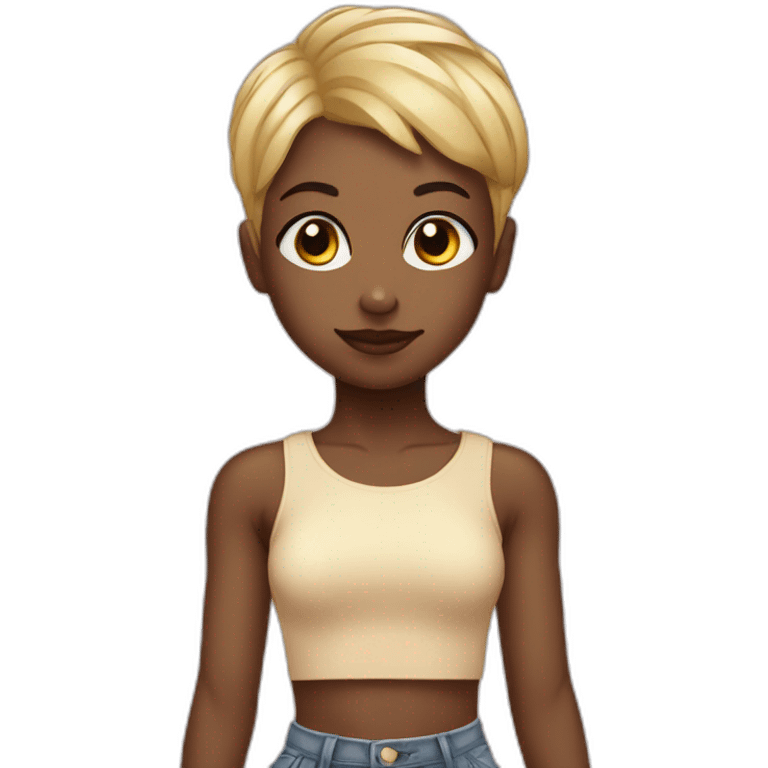 black cherub girl with blonde buzzcut emoji