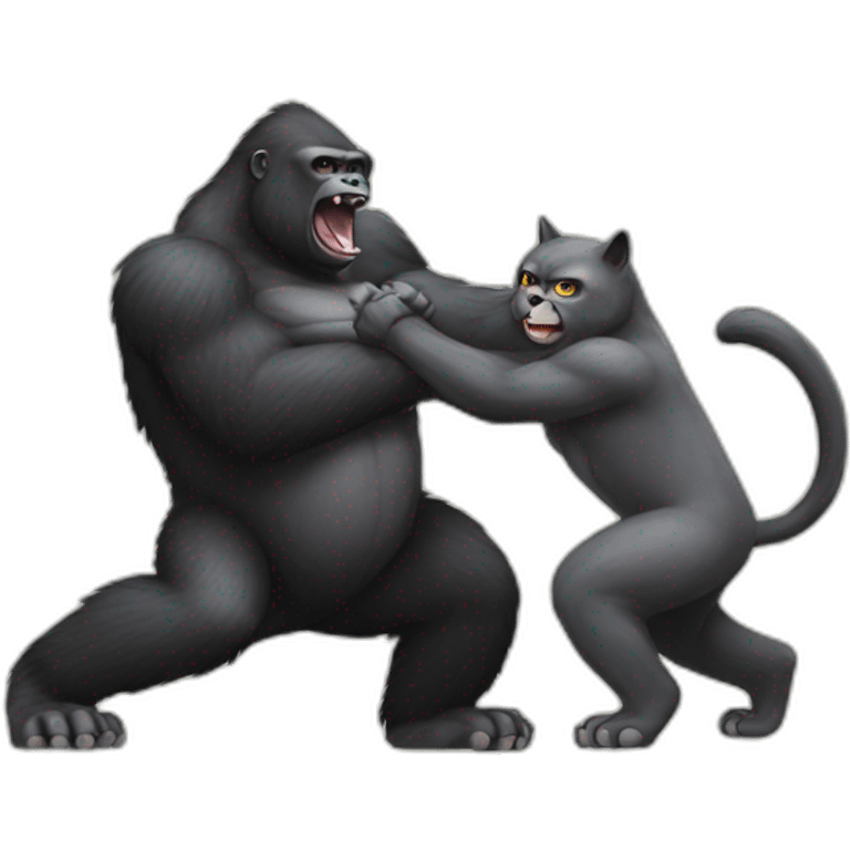 Gorilla fighting cat emoji