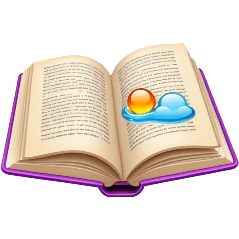 Colorful illustration in an open book,  minimalistic design, transparent background. emoji