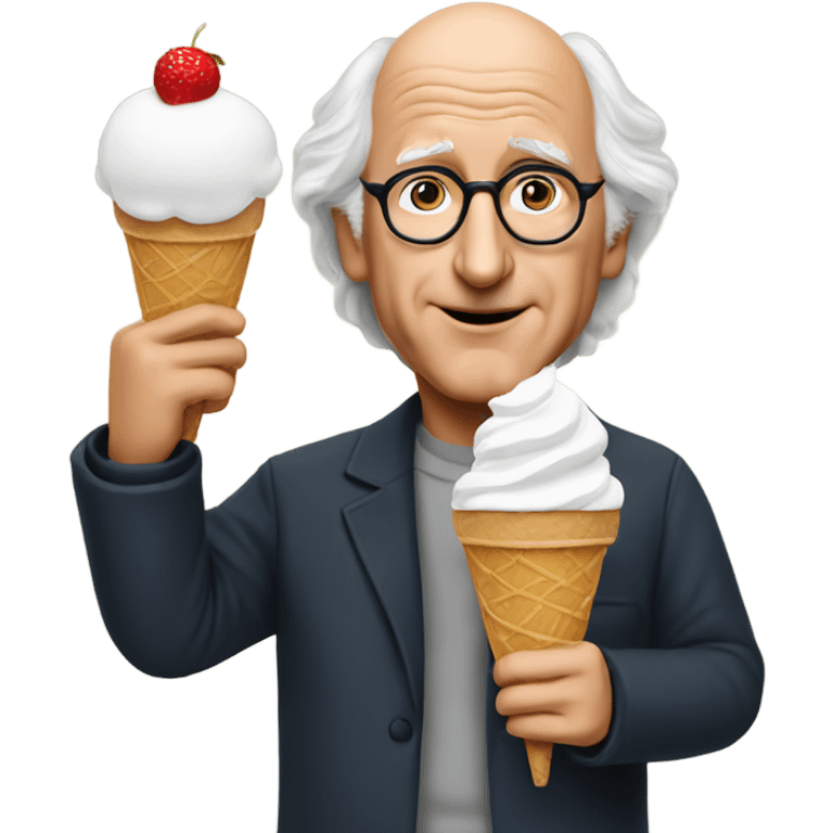 Larry David holding an ice cream cone emoji