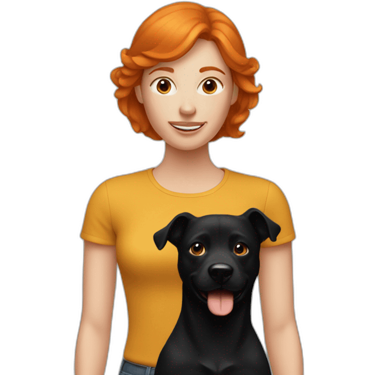 ginger-woman-with-black-dog emoji