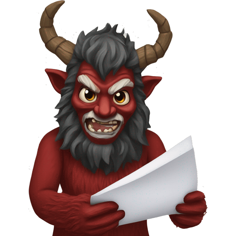 Krampus doing paper mache emoji