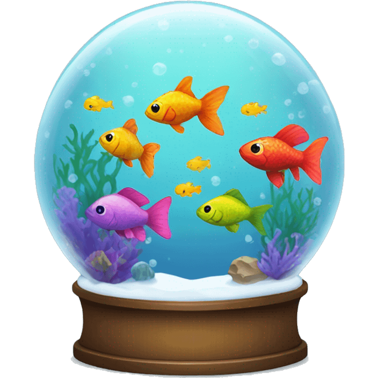 Aquarium with colorful fish in snow globe  emoji